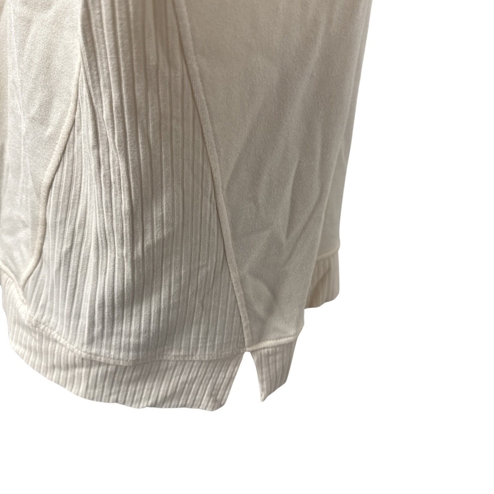 Women's XL Cream V Neck Long Sleeve Ribbed Detail Sweatshirt Pullover Top READ - Picture 4 of 10